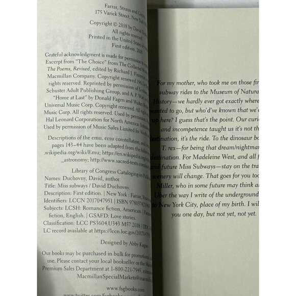 Miss Subways David Duchovny | Urban Fantasy Love Story Paperback - Picture 2 of 3